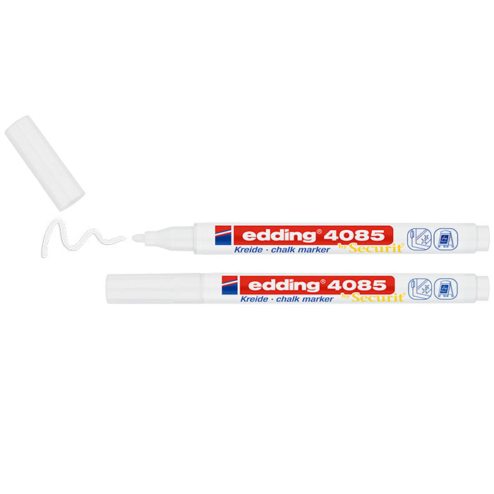 Twee witte Edding krijtstifen