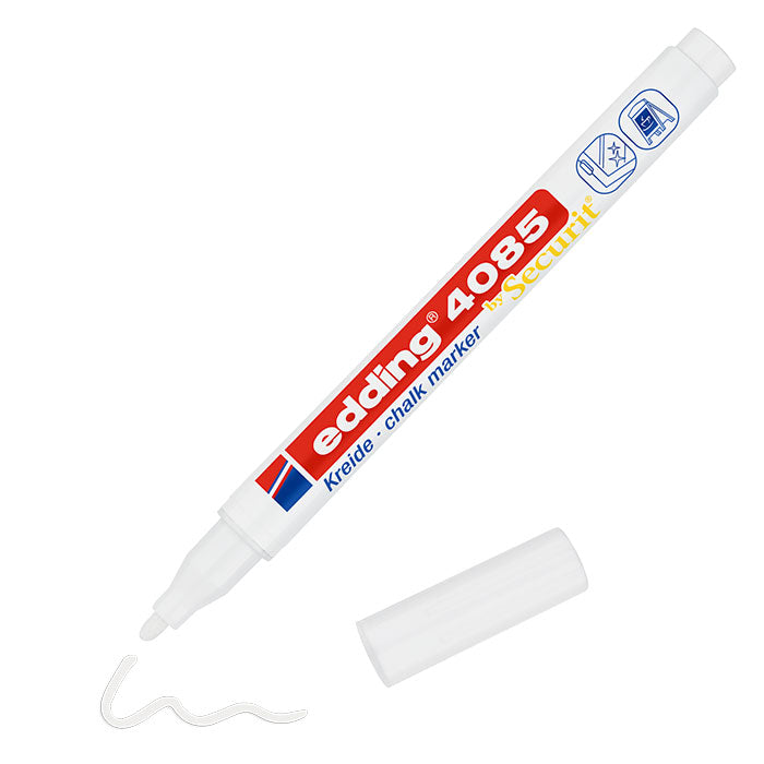 Witte Edding krijtstift die schrijft