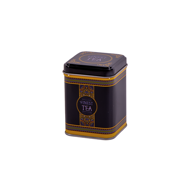 Zwart theeblik met finest tea print