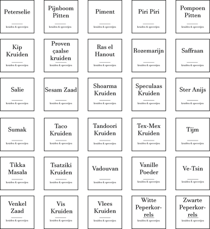 Labels for jars and oil bottles