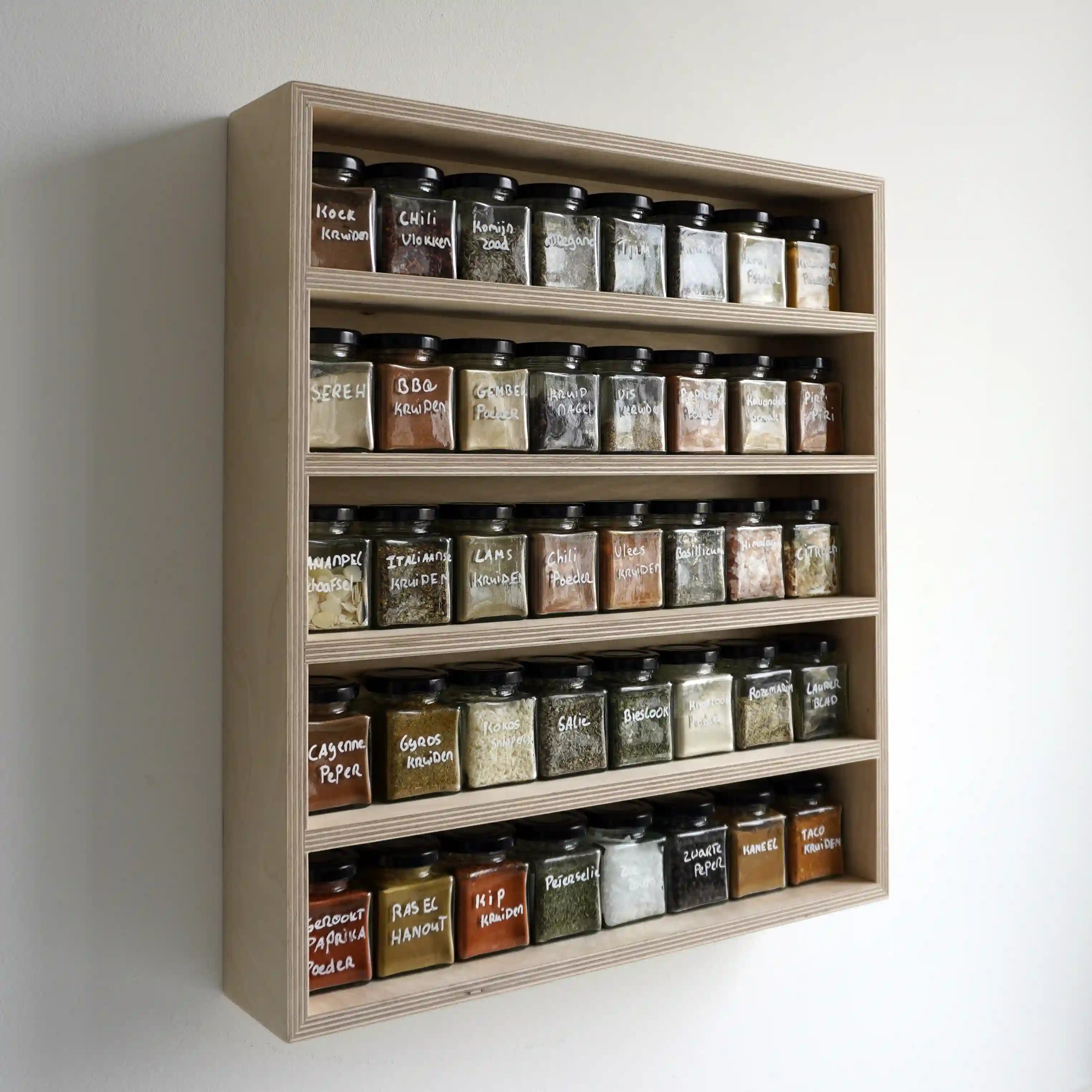 Natural spice rack 40 jars